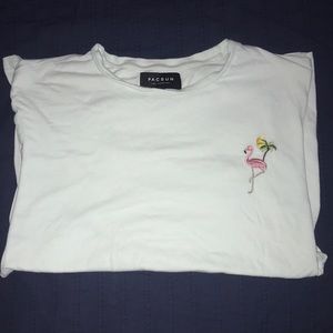 Light Blue Flamingo and Palm Tree Shirt